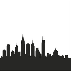 Fototapeta premium Black silhouette of a city skyline with skyscrapers and buildings on a white background for design and architecture concepts with urban and landscape