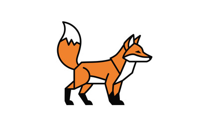 Obraz premium Vibrant cartoon fox standing proudly with its bushy tail and alert expression.