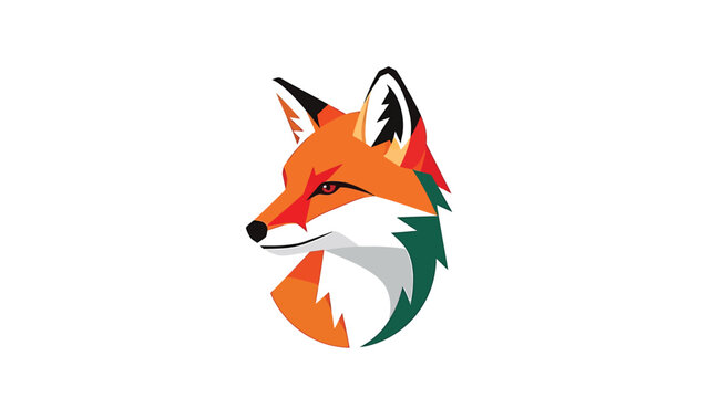Vibrant fox head illustration showcasing artistic design and captivating colors on white background.