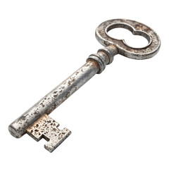 Vintage heart shaped key on black background