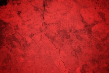 Cracked Red Wall Texture With Deep Fissures And Subtle Shadows For Background Design