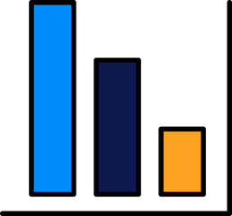 Colorful bar chart icon with blue and orange columns