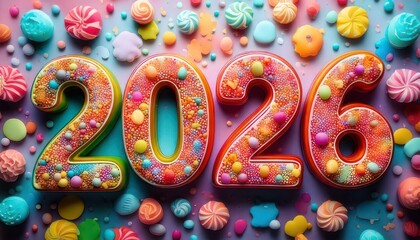Sweet Celebration - Colorful Candy Numbers for the Year 2026.