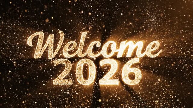 New Year 2026 Glittering Greeting Golden Sparkles.