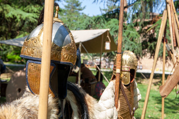 Lombards historical medieval reenactments armor weapons helmets after ancient Rome