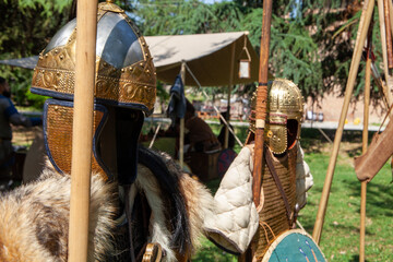 Lombards historical medieval reenactments armor weapons helmets after ancient Rome