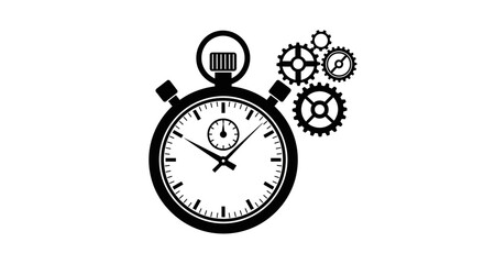 Fototapeta premium A stopwatch with gears on a white background representing time and mechanics