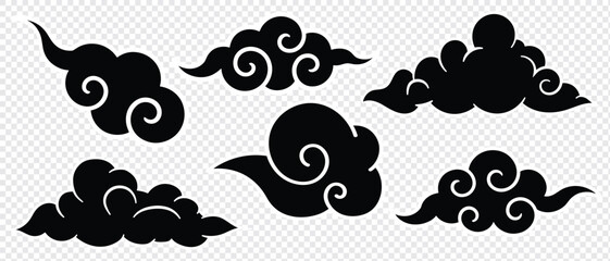 traditional cloud set chinese china japanese korean asian traditional illustrations calligraphy decorations element vector design for background