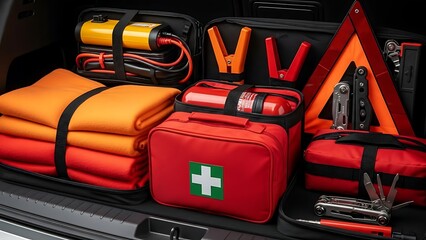 Emergency Kit with First Aid Supplies.