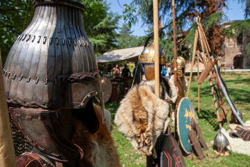 Lombards historical medieval reenactments armor weapons helmets after ancient Rome
