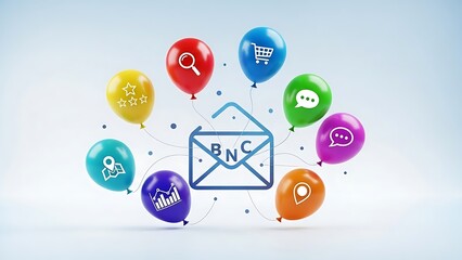 Email Marketing Icons with Envelope Center.