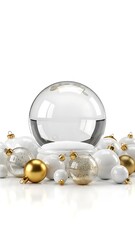 Elegant Glass Jars and Ornaments for Festive Decor.