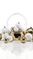 Elegant Christmas Snow Globe with Ornaments.