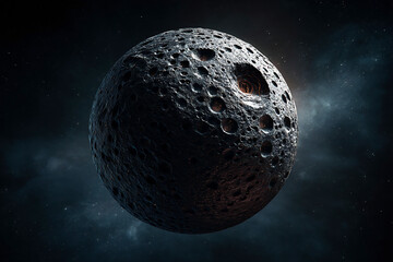 Exploring an asteroid field with high-detail textures in deep space Generative AI