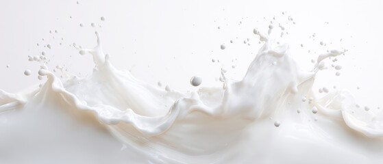 The milk splash captured in motion with creamy droplets and dynamic waves