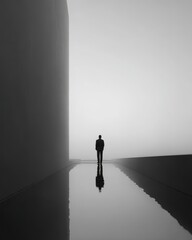 man alone but composed, social disconnection