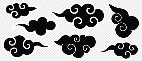 traditional cloud set chinese china japanese korean asian traditional illustrations calligraphy decorations element vector design for background