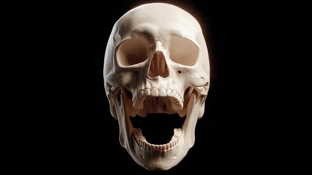 Realistic Human Skull 3D Render Isolated Black Background skull emoji
