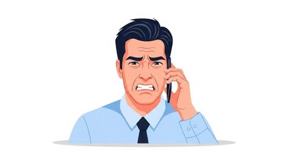 Angry Businessman Talking on Phone.