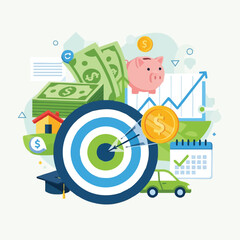Fototapeta premium Targeted Financial Growth with Savings and Investment.