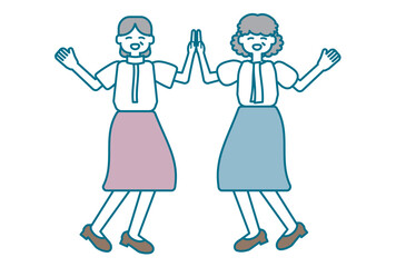 楽しそうに手を合わせるシニア女性達