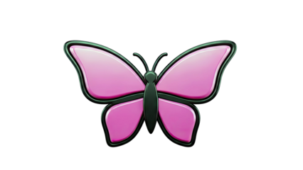 3D Pink and Black Butterfly Icon