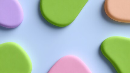 Soft pastel shapes on a light blue background