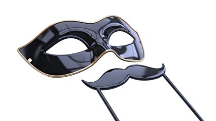 Black Masquerade Mask and Mustache Prop