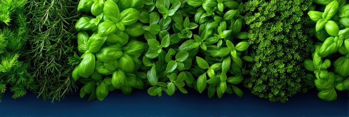 Vibrant assortment of fresh green herbs