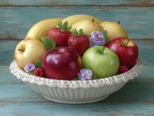 Fresh fruit assortment in a decorative bowl