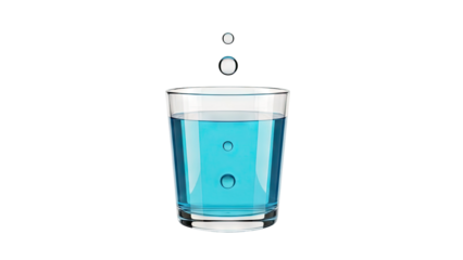 Glass of Blue Water with Droplets