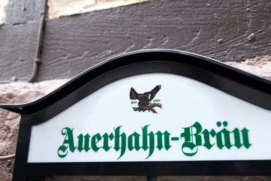 schlitz, hesse, germany - 02 01 2026: a auerhahn br&auml;u german beer sign