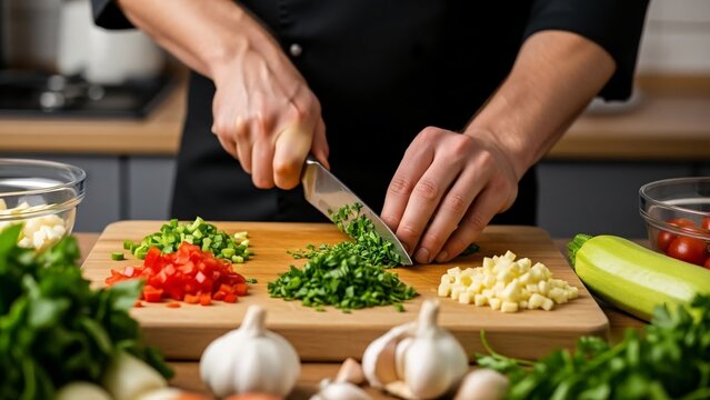 Chef preparing fresh ingredients - Powered by Adobe
