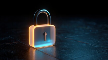 Glowing digital padlock symbolizing cybersecurity and data protection in a dark environment