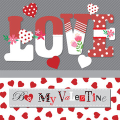 Happy valentine's day with love letter, hearts and flowers