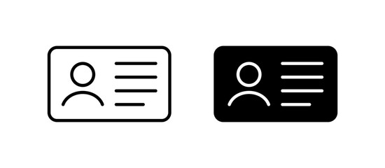 ID Card icon. Driver's license identification symbol
