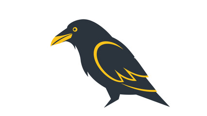 Fototapeta premium Elegant raven illustration with golden accents, a striking avian portrait.