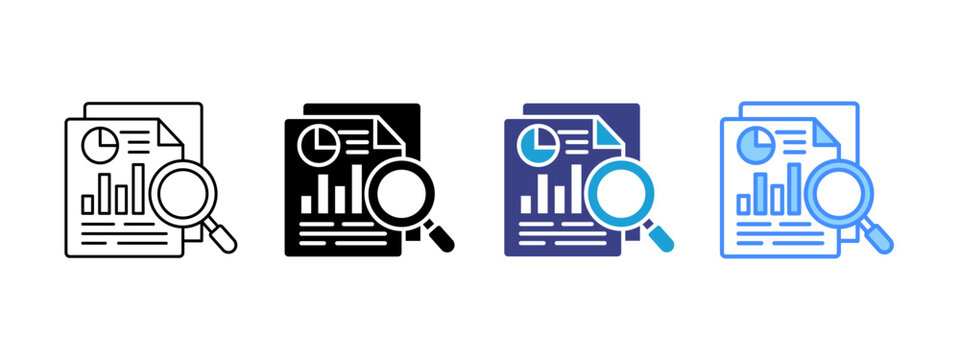 Research  icon set multiple style collection