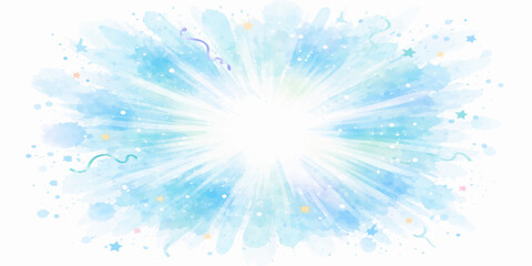 An abstract blue Christmas background features a bright winter sky design where glowing snowflakes and star rays shine like sunny summer light in a vector art wallpaper pattern