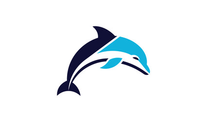 Obraz premium Elegant dolphin logo design in shades of blue, a symbol of grace and intelligence.