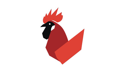 Obraz premium Stylized red rooster illustration with sharp angles and modern design.