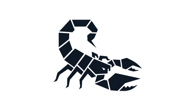 Geometric scorpion illustration - a striking black and white design.