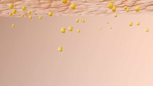 Golden essence drops absorbed on pigmentation skin, deep cell melanin disappears, cells rejuvenate, facial spots disappear, whitening skin, laser beauty, concept skin care beauty. Cosmetic ads, 3D.