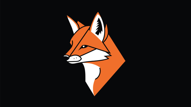 Vibrant fox illustration, a striking orange and white design, perfect for branding and logos.