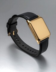 Modern wristwatch on a gray background, showcasing its sleek design