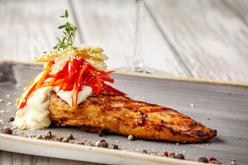 Modern Ukrainian Grilled Chicken Fine Dining Dish