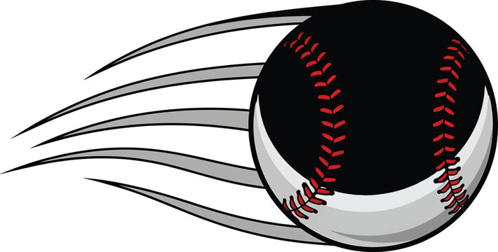 Baseball flying fast sport game equipment league vector graphic illustration