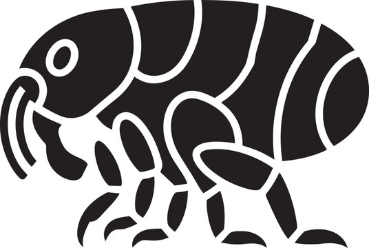 Black and white flea insect icon vector illustration isolated on transparent background design