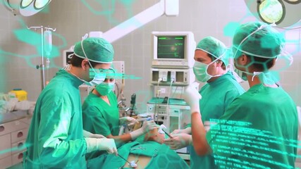 Animation of scientific data processing and chemical structures over diverse surgeons - Powered by Adobe