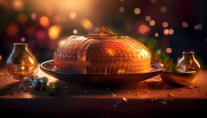 A delicious breakfast of hot espresso in a white cup served with a fresh french croissant and sweet pastry on a plate at a morning cafe